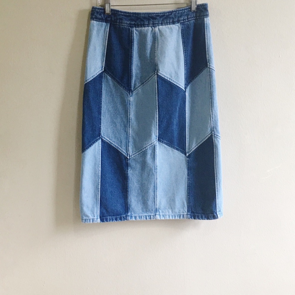 Sezane Alexane Denim Patchwork Skirt - Picture 3 of 6